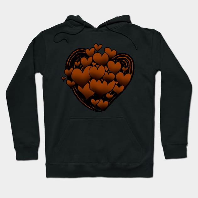 Brown Hearts Patterned Swirl Heart Hoodie by VictoriaLehnard